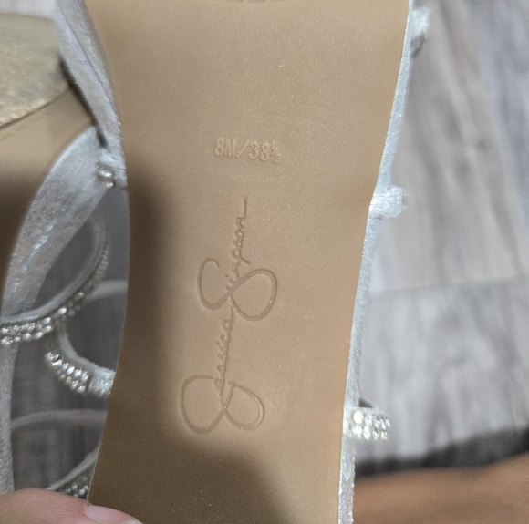 Jessica Simpson Jaeya Sandal Women Silver Rhinestones Sz 8 - Picture 13 of 15